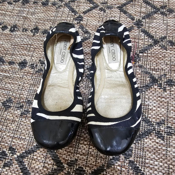 Jimmy Choo Shoes - Jimmy Choo Ballet Flats Women's Black White Zebra US 5.5